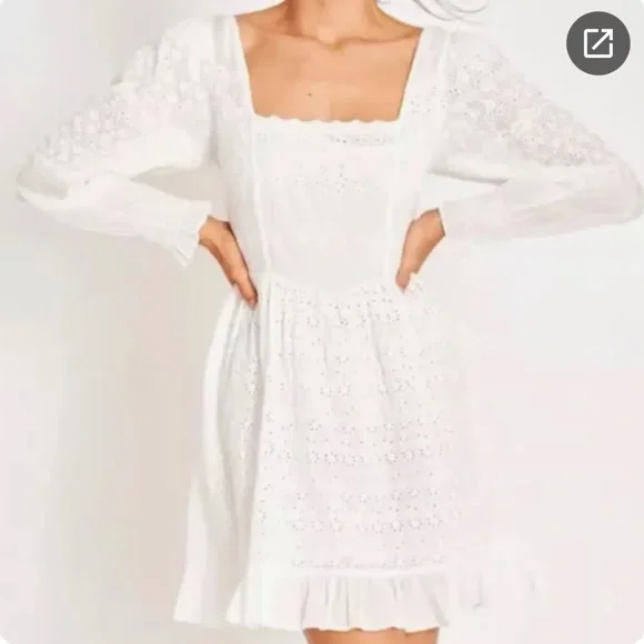 LoveShackFancy Preslina Dress True White — Size 8 — Never Worn - Picture 2 of 5